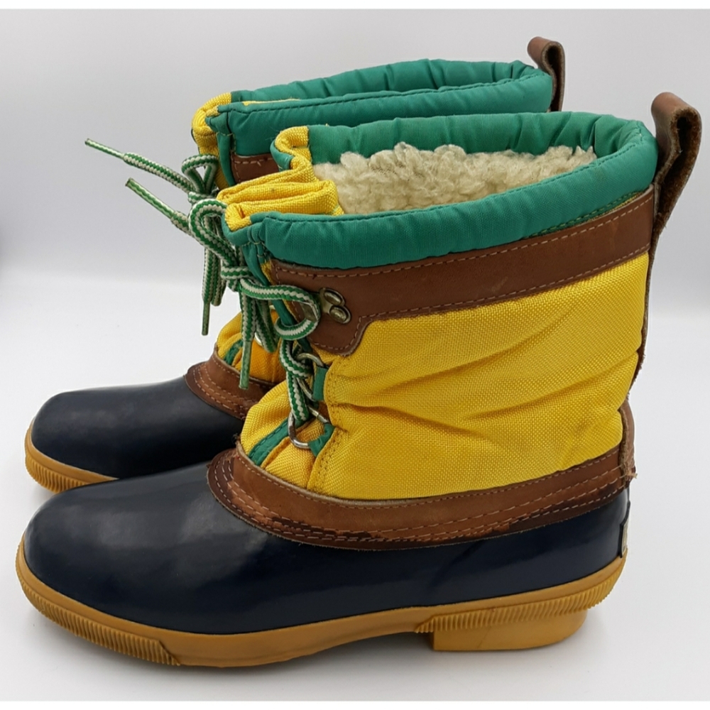 Lands' End Yellow and Green Winter & Rain Boots